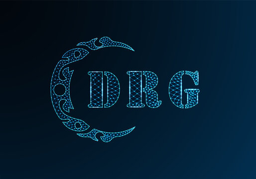 Low poly letter logo DRG design. DRG letter logo low poly vector design on blue color gradient background. DRG logo low poly design