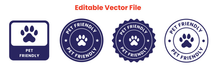Pet friendly icon sign. Pet friendly circle logo, badge, sticker vector illustration