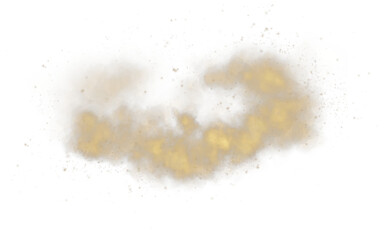 A soft golden-brown dust cloud drifts through the air, illuminated by tiny glowing particles.