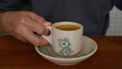 A cup of coffee. Kopitiam, traditional coffeeshop popular in Malaysia
