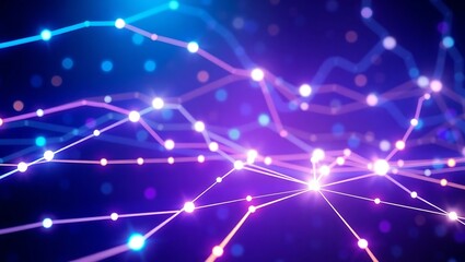 Fototapeta premium A digital illustration of glowing blue stars, bright cosmic energy, and futuristic network connections against a dark abstract background