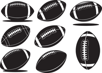 Black American football vector icon, American football vector silhouette