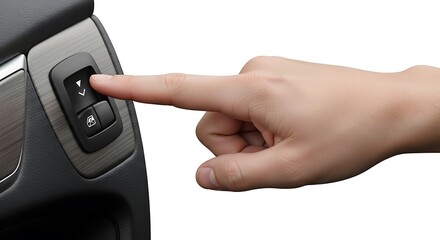 Human Finger Pressing a Car's Electric Window Control Button