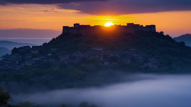 maratha landscape at sunrise, maharashtra india, video