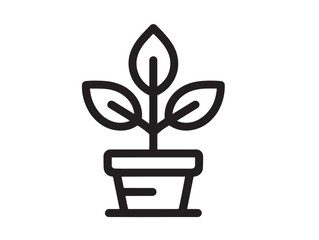 Smart Gardening Plant Sensor Icon with Sleek Contemporary Minimal Line Illustration