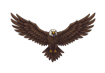 Fototapeta premium Majestic Brown Eagle in Flight Powerful Wings Spread Wide on transparent background