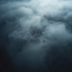 Fototapeta premium Mysterious dark forest with heavy fog and mist under moonlight, spooky atmospheric landscape background with dense smoky clouds covering trees in eerie night scene