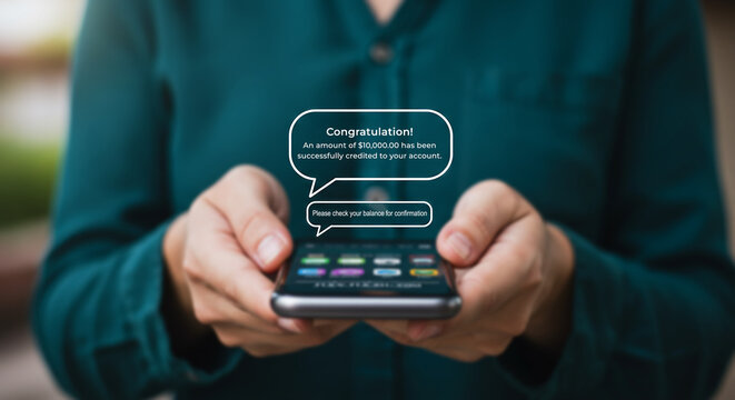 Person Receiving Notification Message on Smartphone – Mobile Communication and App Alert Concept