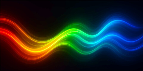 Fototapeta premium Abstract background vector illustration featuring a wave of glowing rainbow light, creating a dynamic and colorful fractal design 