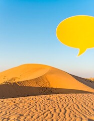 Desert dune landscape with a yellow speech bubble