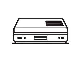Vintage Computer Tape Drive Icon with Professional Minimalist Line Artwork