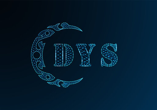 Low poly letter logo DYS design. DYS letter logo low poly vector design on blue color gradient background. DYS logo low poly design