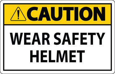 Fototapeta premium Caution Sign for Safety Helmet Usage in Construction and Work Areas