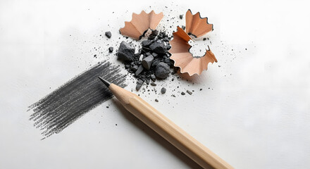 A sharp pencil, wood shavings