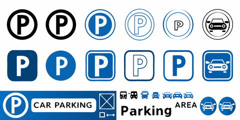 Assorted Parking Signs and Car Icons symbol