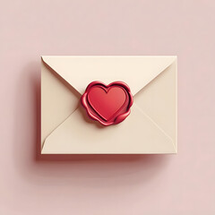 Elegant love letter sealed with a heart for Valentine's Day or romantic occasion invitations and stationery