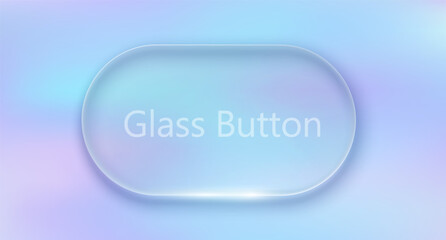 Vector Transparent Glass Buttons . UI UX Glass Screen of Mobile Device. Smartphone Interface Design. Design Elements for Application Phone, Game Menu and Website. Holographic Gradient Background.