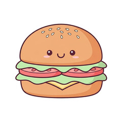 Kawaii cartoon hamburger illustration