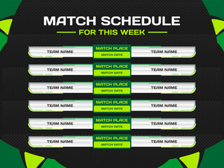 Tournament schedule for this week