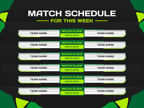 Tournament schedule for this week