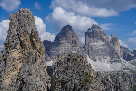 mountain landscape, View from Via Ferrata Merlone, Cima Cadin, Dolomites Mountains, Italy