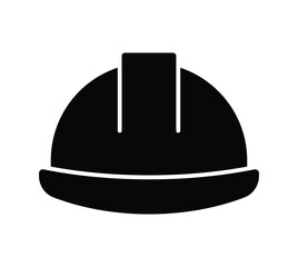 Black Silhouette of a Construction Helmet Icon on a White Background