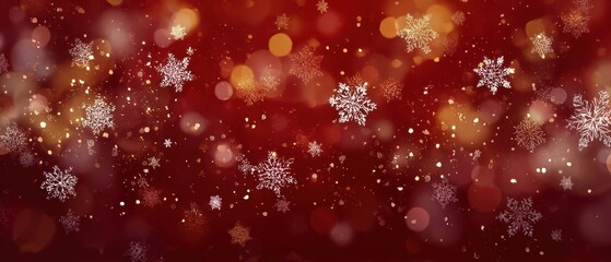The Magical Snowflakes Dazzling Against a Red Holiday Background