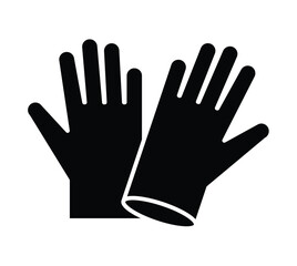 Obraz premium Black Icon of Two Hands with Protective Gloves in a Flat Design Style