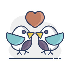 Love birds vector icon. Couple in love symbol