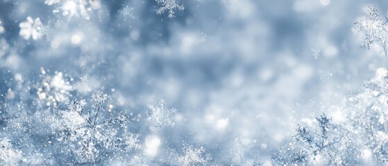The sparkling beauty of delicate snowflakes glistening in a winter atmosphere.