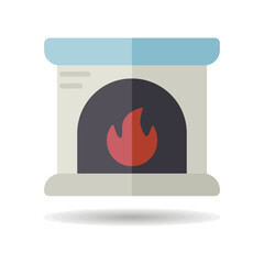 Fireplace vector isolated icon. Winter sign