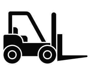 Black Forklift Icon Isolated on White Background for Industrial Use