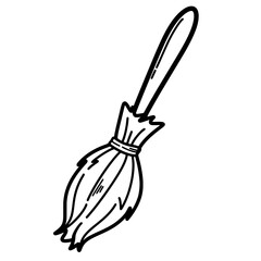 Broom witch halloween doodle 