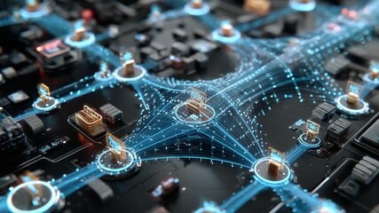 electronic circuit board with gears - Powered by Adobe