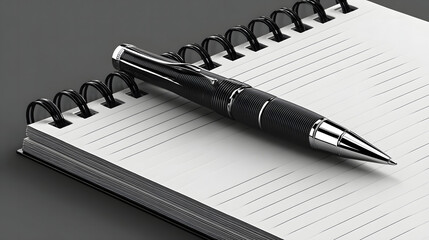 Elegant Black and Silver Pen Resting on a Lined Notebook Artistic Still Life Composition
