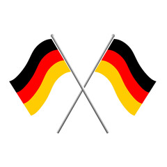 Vector illustration of two crossed German flags with waving effect. Official standard colors. Perfect for international events, national celebrations, sports, and cultural projects.