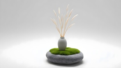 Zen spa still life with bamboo, stones, and fresh flowers for relaxation and beauty