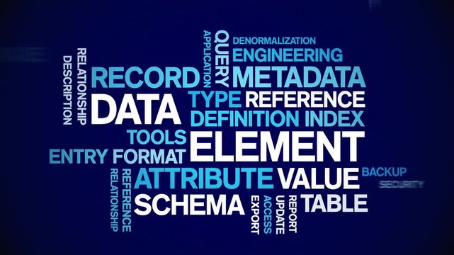 Data Element animated word cloud-text design animation tag kinetic typography seamless loop.