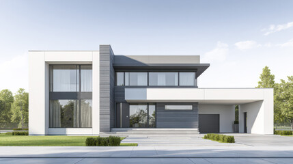 Modern minimalist house showcases sleek design with expansive windows and clean lines