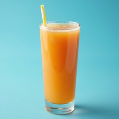 glass of seedless passion fruit juice isolated on blue background