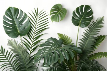 fern leaves on a white background