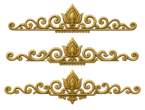 Golden decorative corner element with intricate filigree and floral patterns, traditional ornate Indian art.