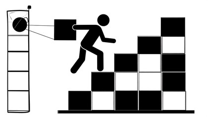 Person carrying boxes up steps