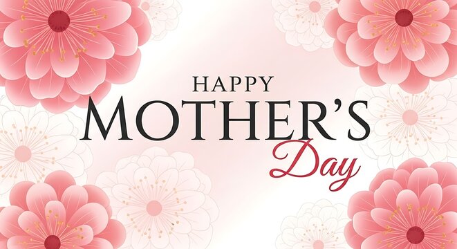 Celebrate mom with a beautiful "happy mother's day" greeting featuring soft pink flowers and elegant typography perfect for sending love and appreciation to your mother