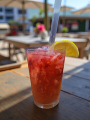 Brazilian outdoor strawberry caipirinha