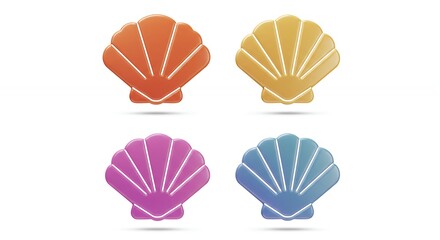 Colorful seashell shapes graphic design elements