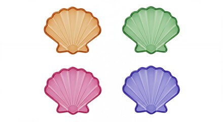 Four colorful seashell designs
