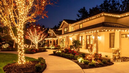 Festive house decorated for the holidays