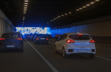 Fototapeta premium Car traffic in a tunnel