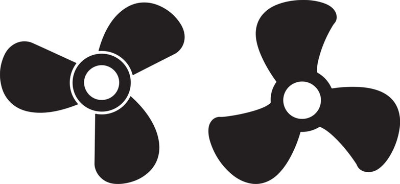 Two black boat propellers side by side silhouette